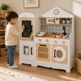 thumbnail image 1 of Teamson Kids Large Wooden Play Kitchen Set, White and Natural, Modular Pretend Play kitchen, Fridge with Pretend Ice Dispenser, Little Chef Morocco, 1 of 11