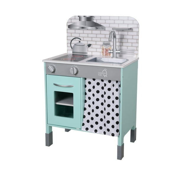 Teamson Kids Little Chef Philly Adjustable Retro Play Kitchen, Oven, Sink, Mint