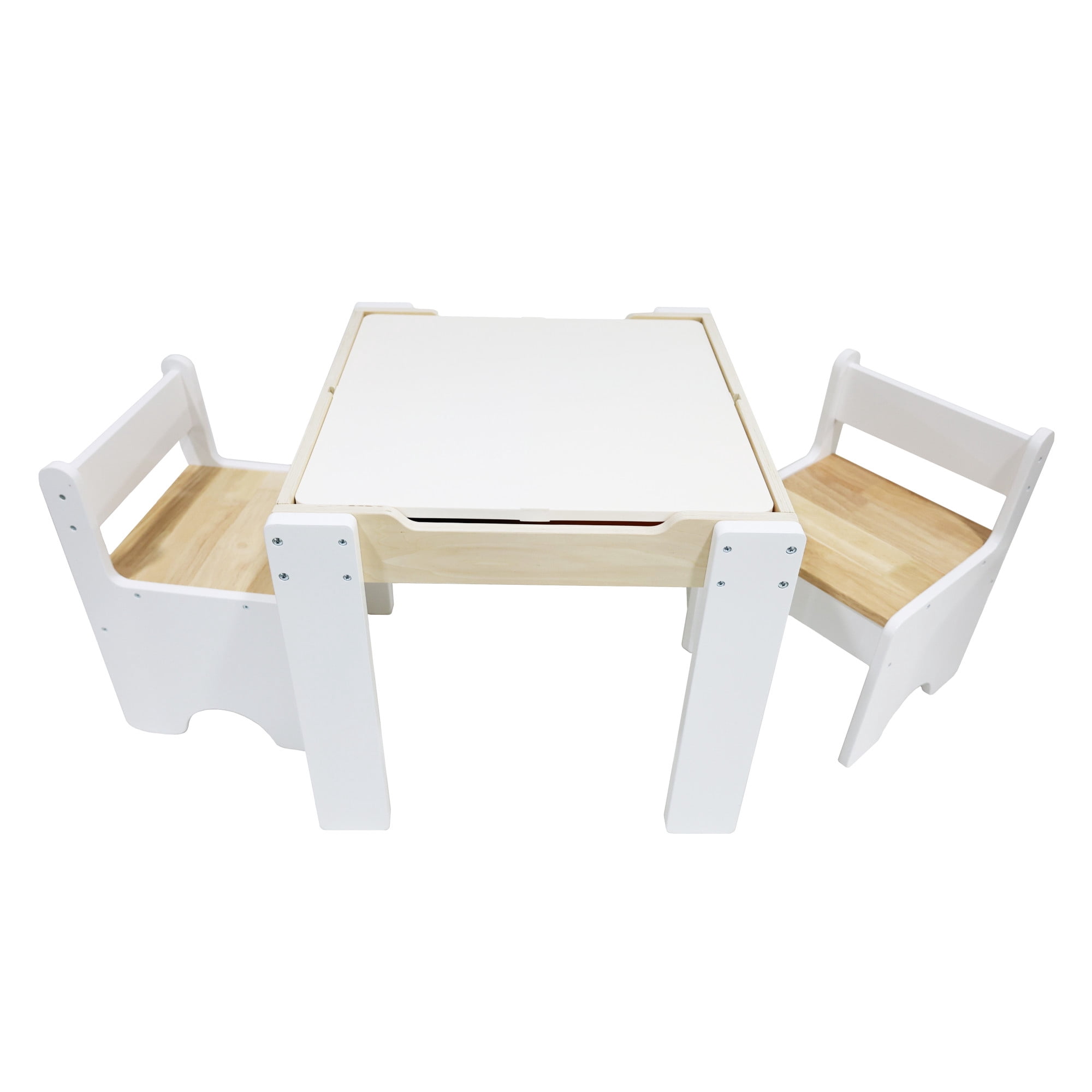 Teamson Kids Multi-Activity Table with Reversible Tabletop & Chairs Set