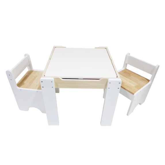 Teamson Kids Multi-Activity Table with Reversible Tabletop & Chairs Set