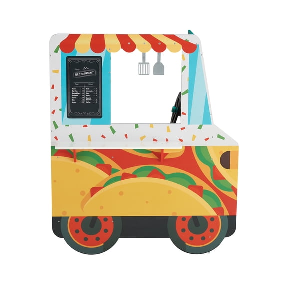Teamson Kids My Little Helper Kids Play Taco Truck Playset, Two-Sided Play Kitchen with Steering Wheel, Oven, Sink & Taco Accessories