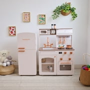 Teamson Kids Little Chef Normandy Wooden Play Kitchen with Modular Fridge, Sink, Oven & Pretend Play Accessories, White