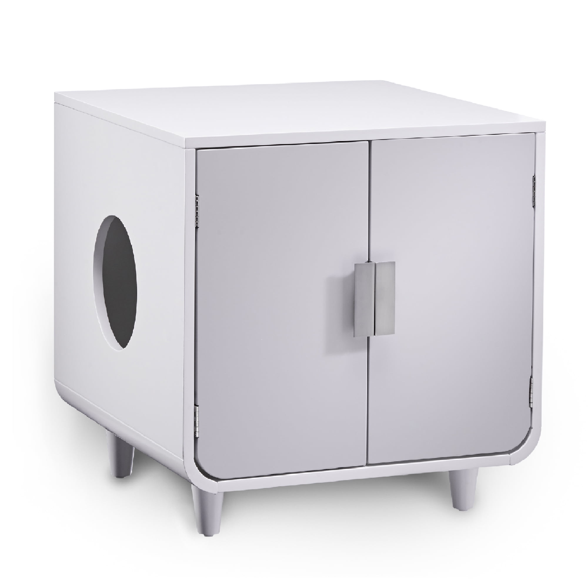 Teamson Pets Dyad Wooden Cat Litter Box, Alpine White