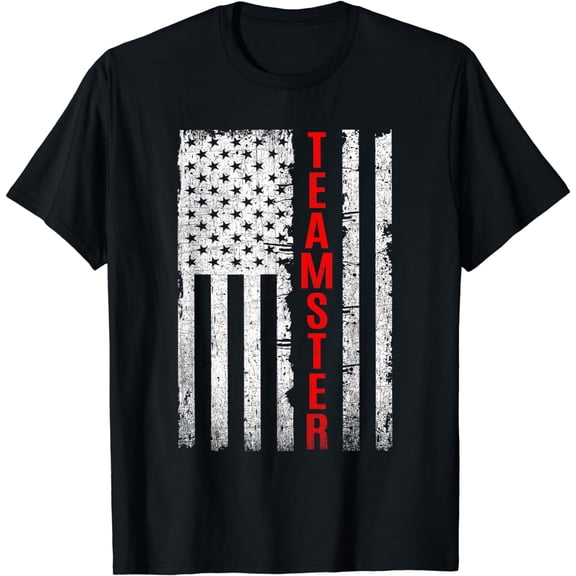 Teamster Proud American Flag Distressed T-Shirt