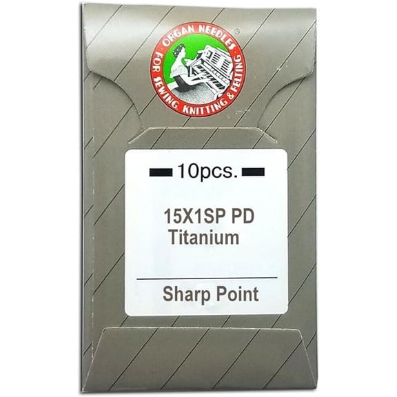 Teamwork 10 Organ 15X1SP HAX1SP Titanium Plated Home Sewing Machine Needle Flat Shank for Stretch or Elastic ~ Multiple Sizes! (90/14)