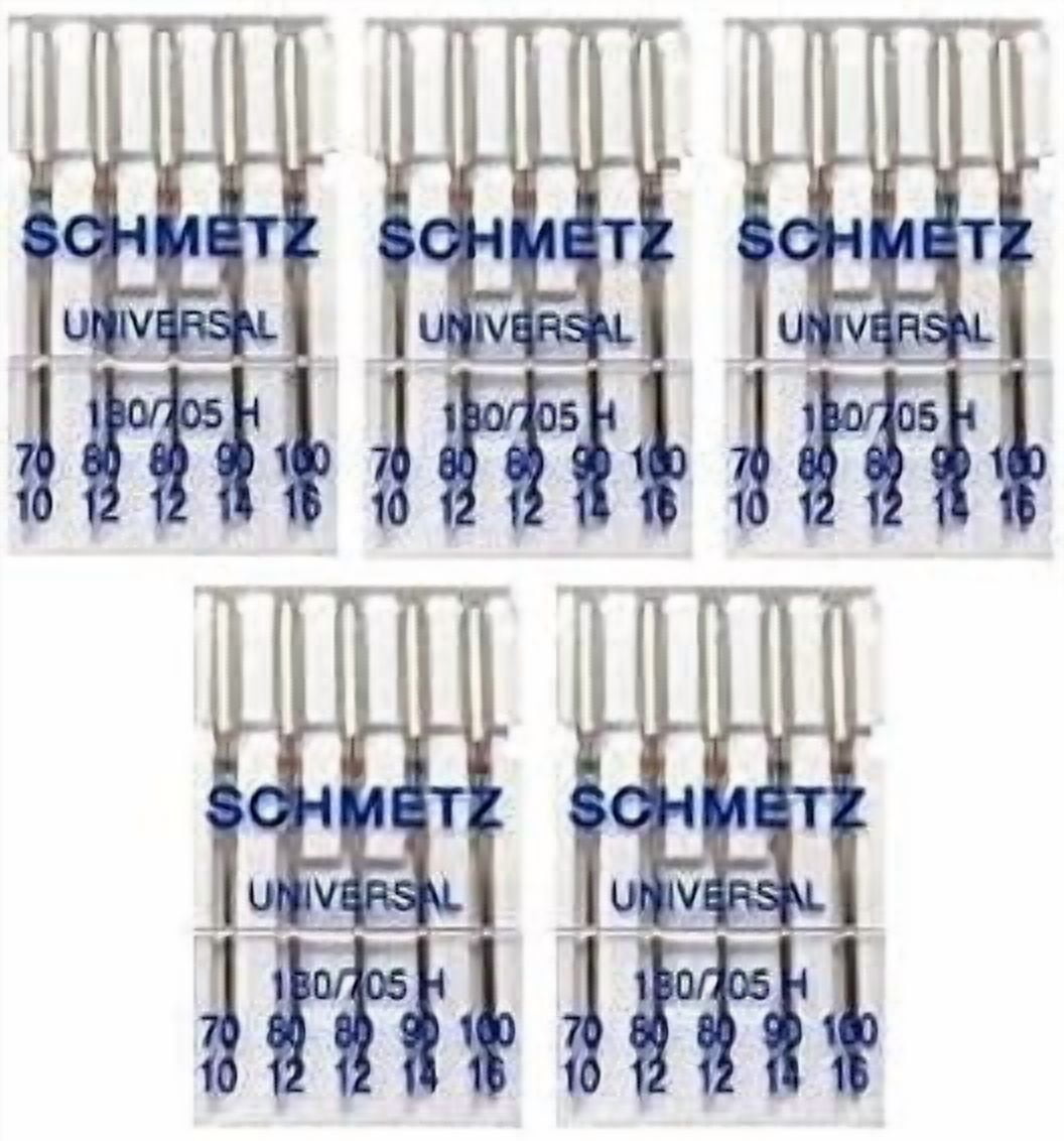 Teamwork 25 Schmetz Assorted Universal Sewing Machine Needles 130/705H 15x1H Sizes 70/10, 80/12, 90/14, 100/16