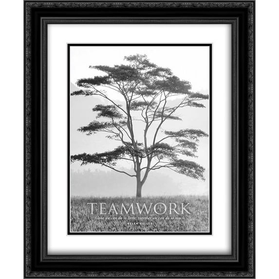 Teamwork 2x Matted 20x24 Black Ornate Framed Art Print by Frates, Dennis