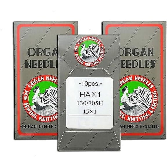 Teamwork 30 ~ Organ Flat Shank 15X1 HAX1130/705 Home Sewing Machine Regular Sharp Needles fits Brother Singer (70/10)