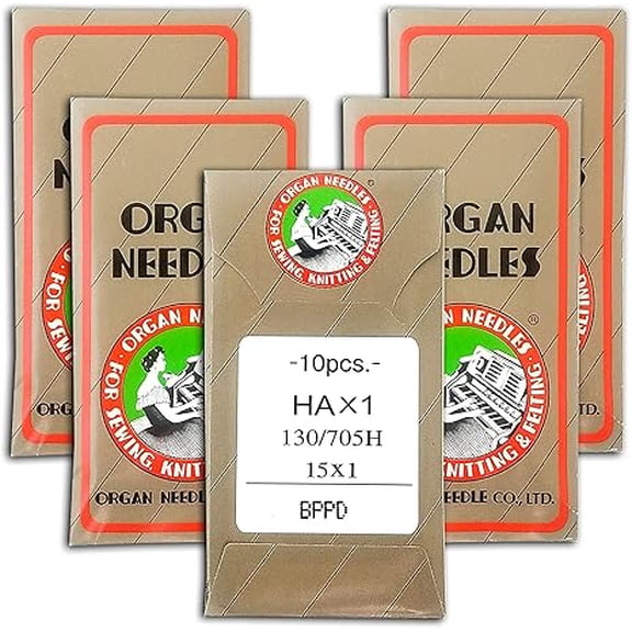 Teamwork 50 Organ 15X1 HAX1 Titanium Flat Shank Ball Point Home Sewing Machine Needles ~ Multiple Sizes! (Metric 110/18)
