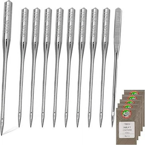 Teamwork 50 PCS Embroidery Sewing Machine Needles for Brother Size 75/11 130/705H HAx1 Sewing Needles for Brother Sewing Machine (5 Pack of 10 Needles)