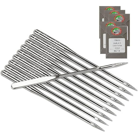 Teamwork 50 Pcs Embroidery Sewing Needles for Brother Machine Needles Size 90/14 130/705H HAx1 Sewing Needles for Brother Sewing Machine (5 Pack of 10 Needles)