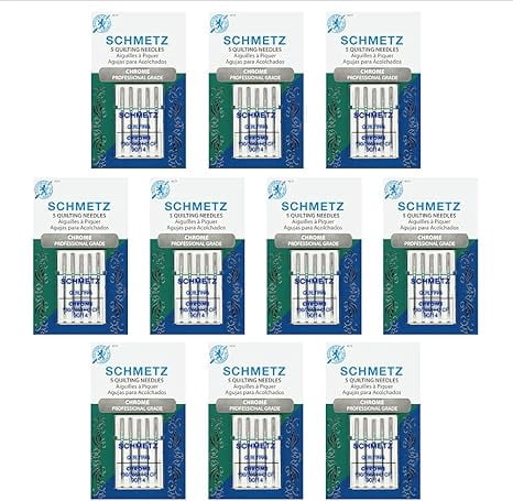 Teamwork 50 Schmetz Chrome Quilting Sewing Machine Needles - Size 90/14 - Box of 10 Cards