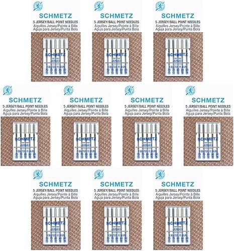 Teamwork 50 Schmetz Jersey Sewing Machine Needle - Assorted Sizes - Box of 10 Cards