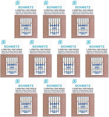 Teamwork 50 Schmetz Jersey Sewing Machine Needles - Size 80/12 - Box of 10 Cards