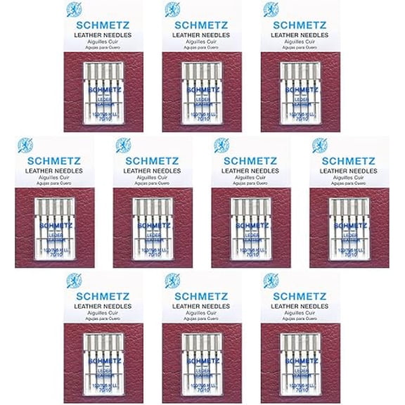 Teamwork 50 Schmetz Leather Sewing Machine Needles - Size 70/10 - Box of 10 Cards