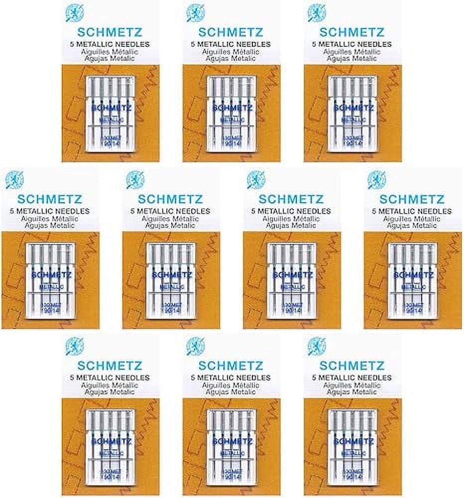 Teamwork 50 Schmetz Metallic Sewing Machine Needles - Size 90/14 - Box of 10 Cards
