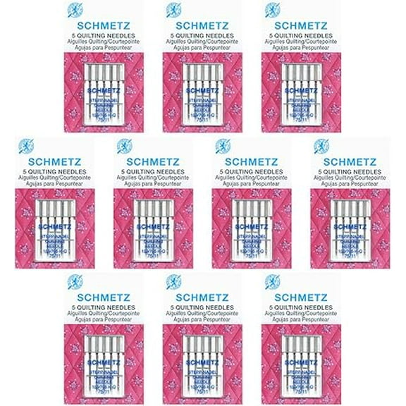 Teamwork 50 Schmetz Quilting Sewing Machine Needles - Size 75/11 - Box of 10 Cards