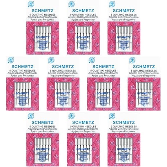 Teamwork 50 Schmetz Quilting Sewing Machine Needles - Size 90/14 - Box of 10 Cards