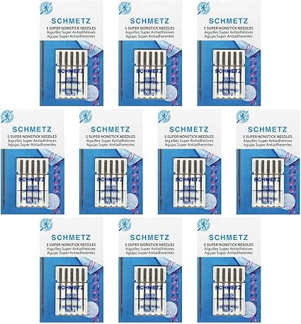 Teamwork 50 Schmetz Super Nonstick Sewing Machine Needles - Size 80/12 - Box of 10 Cards