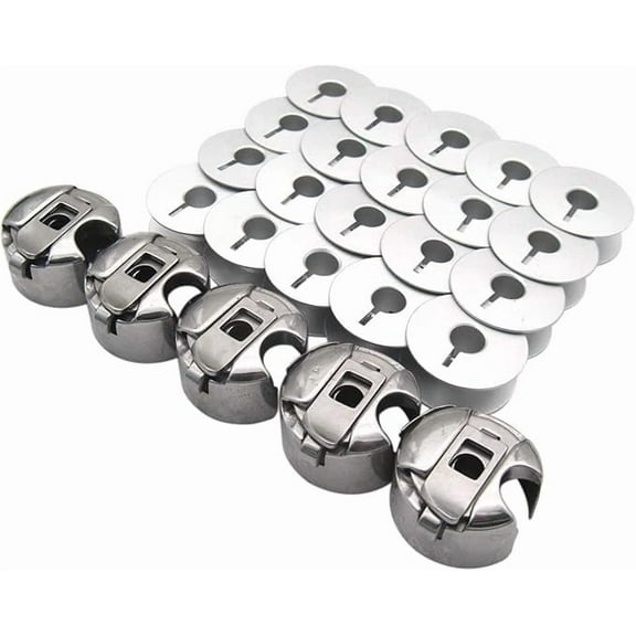 Teamwork 5PCS L Style Bobbin Cases and 20PCS L Style Aluminum bobbins Compatible with/Replacement for JUKI CONSEW Singer Brother Single Needle lockstitch Sewing Machine