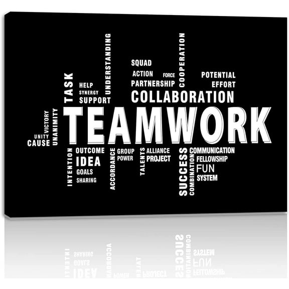 Teamwork Canvas Wall Art - Large Framed Motivational Quotes Artwork Modern Home Decor - Inspirational Posters Decor For Office Framed Ready to Hang