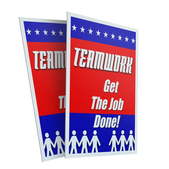 Teamwork Get The Job Done! (2-PACK) 24" x 36" Plastic Signs | Sign Insert 4mm Corrugated Plastic Signs Storefront Window Poster