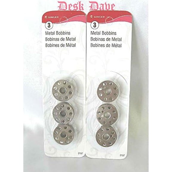 Teamwork ID: S2137. New Quality Metal Bobbins (2 Cards of 3 Bobbins) for Featherweight 221/222/301 Sewing Machines