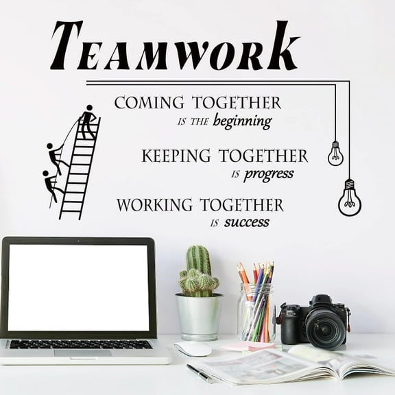 Teamwork Inspirational Quotes Wall Stickers Peel and Stick Wall Decals Removable Vinyl Walls Sticker for Company Office Sports Team Training Room Decorations Home Indoor Art Decor
