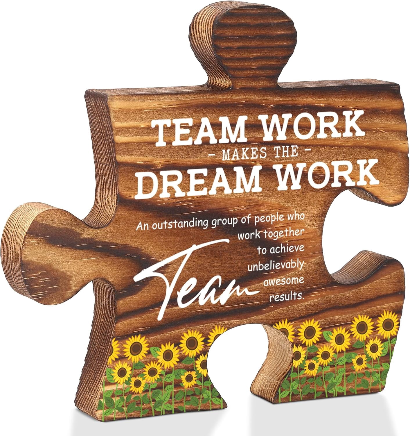 Teamwork Makes the Dream Work Puzzle Desk Sign, Inspirational Gift for ...