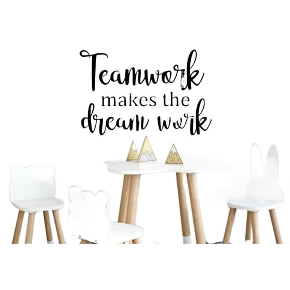 Teamwork Makes The Dream Work Black Vinyl Wall Classroom Decal Sticker 13 x 20 inches (Black)