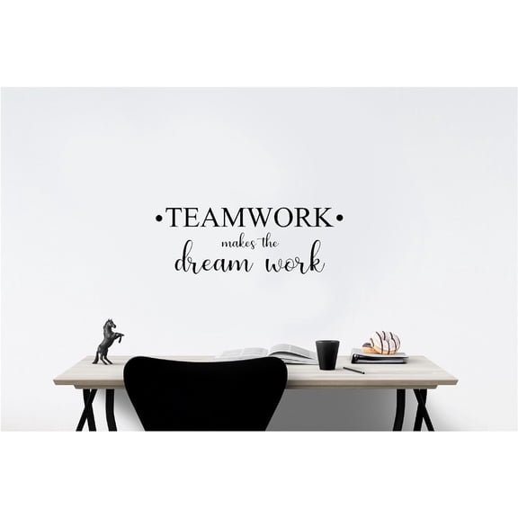 Teamwork Makes The Dream Work Office Classroom Sport Football Cute Inspirational Family Love Vinyl Quote Saying Wall Art Lettering Sign Room