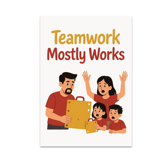 Teamwork Mostly Works Art - Family Humor - 13x19 Poster Print