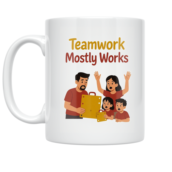 Teamwork Mostly Works - Family Humor - 11 oz Ceramic Coffee Mug