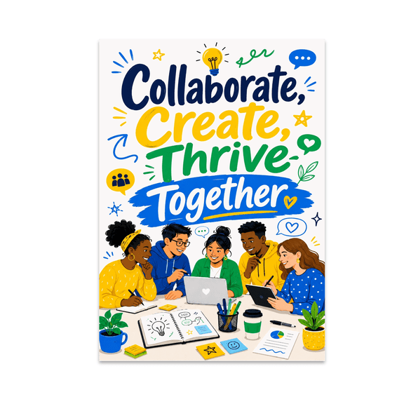 Teamwork Motivation Wall Art - Office Decor Enthusiast - 13x19 Poster Print