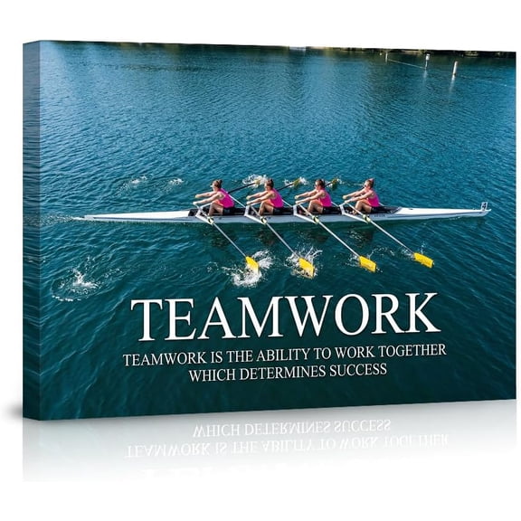 Teamwork Motivational Wall Art Crew Rowing Canvas Posters Success Quote Pictures for Office Decor Business Inspirational Artwork Home Living Room Wall Decor