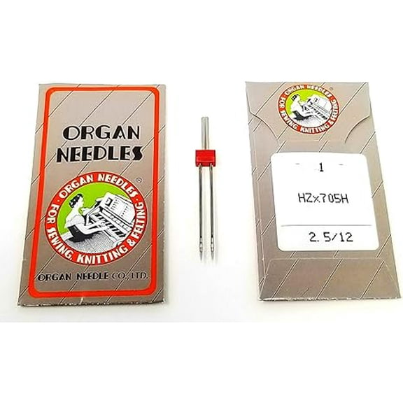 Teamwork Organ Double Needle for Topstitching, Stretch, Zig-Zag and More ~ 1 Twin Needle ~ Multiple Sizes (2.5/12 (Metric: 80)