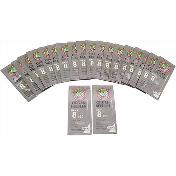 Teamwork Organ Needle in - Organ-HAX1 Sewing Needles Compatible with/Replacement for Singer , Pfaff , RICCAR , NECCHI ,Brother +(Organ-HAX1 8/60 100PCS)