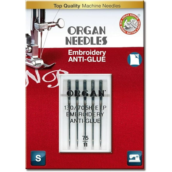Teamwork Organ Needles 75/11 Anti-Glue Embroidery x 5 Needles, 1 Count (Pack of 1)