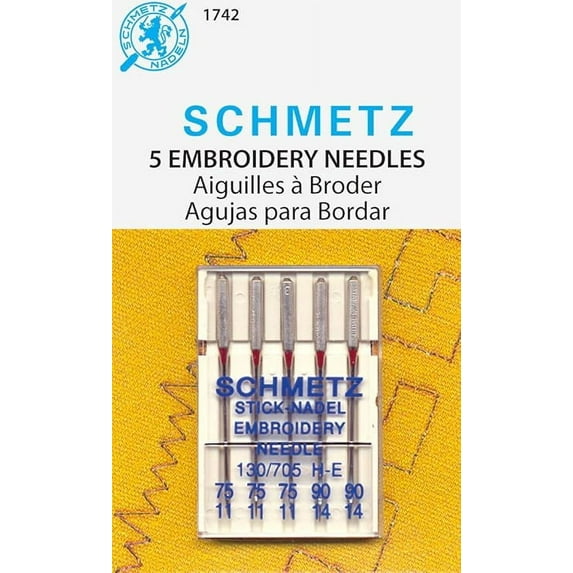 Teamwork SCHMETZ Embroidery (130/705 H-E) Household Sewing Machine Needles - Carded - Assortment