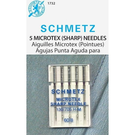 Teamwork SCHMETZ Euro-Notions 1732 Microtex Sharp Machine Needles-Size 8/60 5/Pkg,Silver
