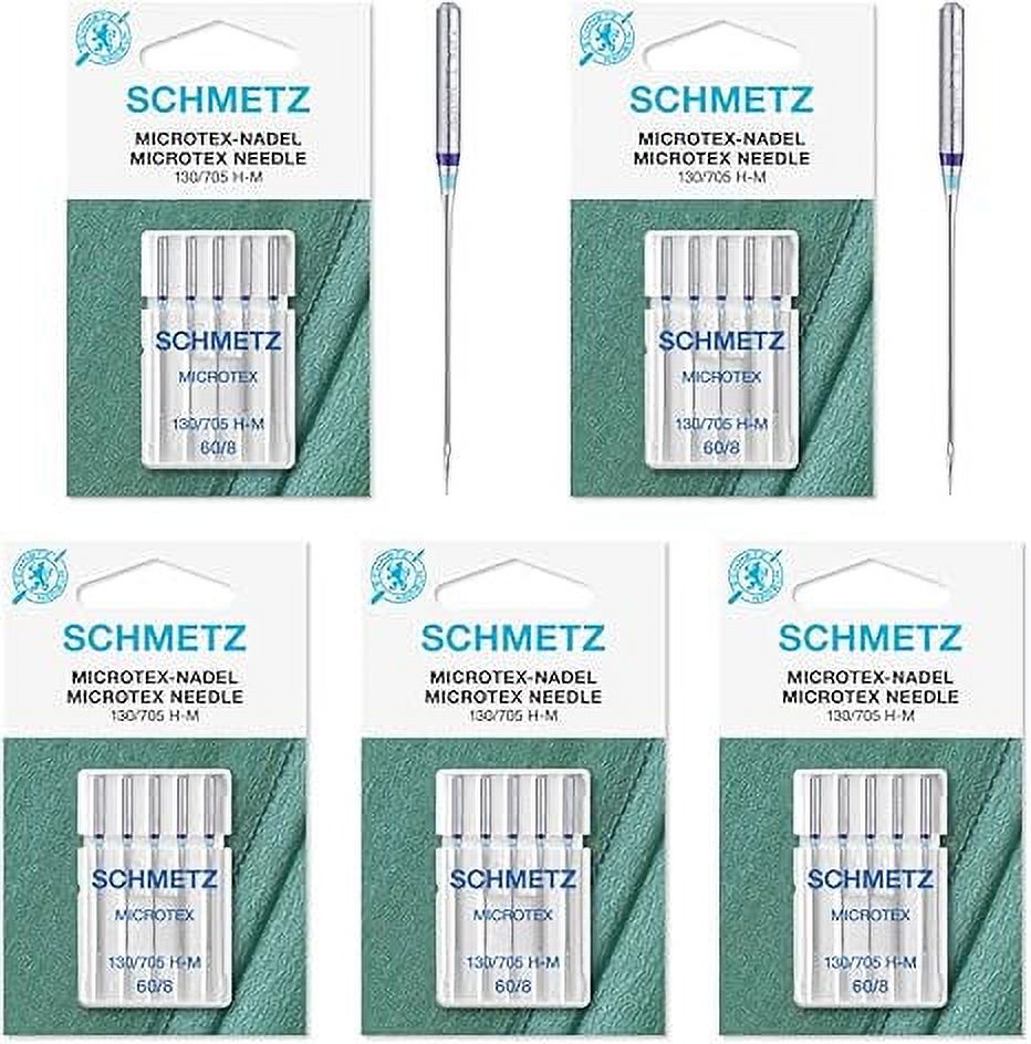 Teamwork SCHMETZ Microtex Sharp Sewing Machine Needles - Quilting & Topstitching Supplies, Size 60/8, Box of 100 Needles