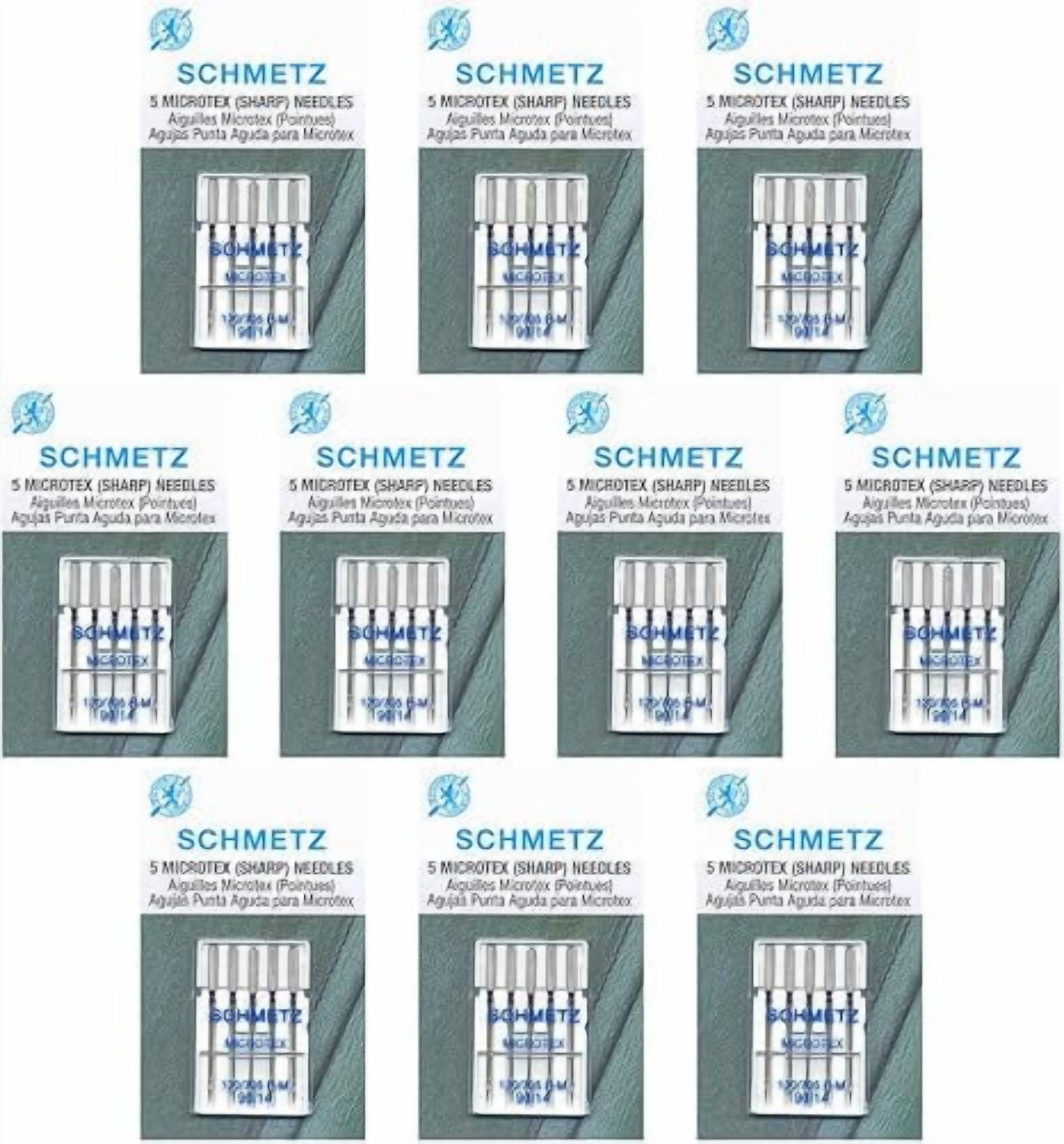 Teamwork SCHMETZ Microtex Sharp Sewing Machine Needles - Quilting & Topstitching Supplies, Size 90/14, 5-Needle Card, Pack of 10