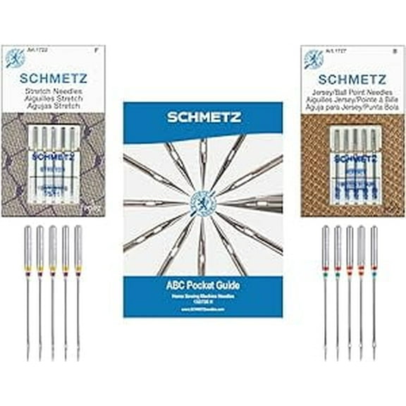 Teamwork SCHMETZ Stretch and Jersey/Ball Point Sewing Machine Needle Combo Pack (10 Needles Total and 1 SCHMETZ ABC Pocket Guide)