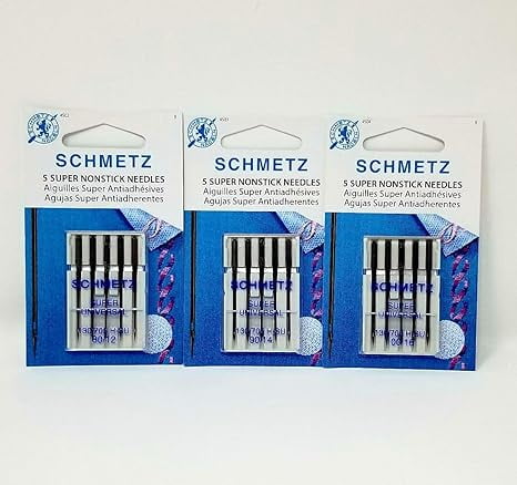 Teamwork SCHMETZ Super NONSTICK Needles (5 Needles per Package) ~ Includes 1 Pack of Each Size 80/12, 90/14 & 100/16