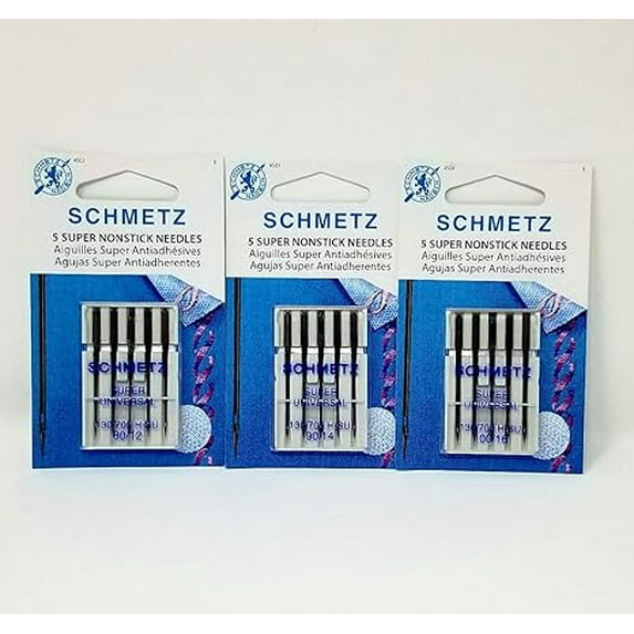 Teamwork SCHMETZ Super NONSTICK Needles (5 Needles per Package) ~ Includes 1 Pack of Each Size 80/12, 90/14 & 100/16
