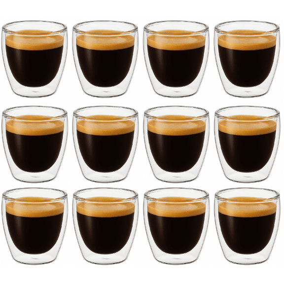Teaology Coppia Double Wall Insulated Espresso Shot Glasses – Set of 12 (2 oz)