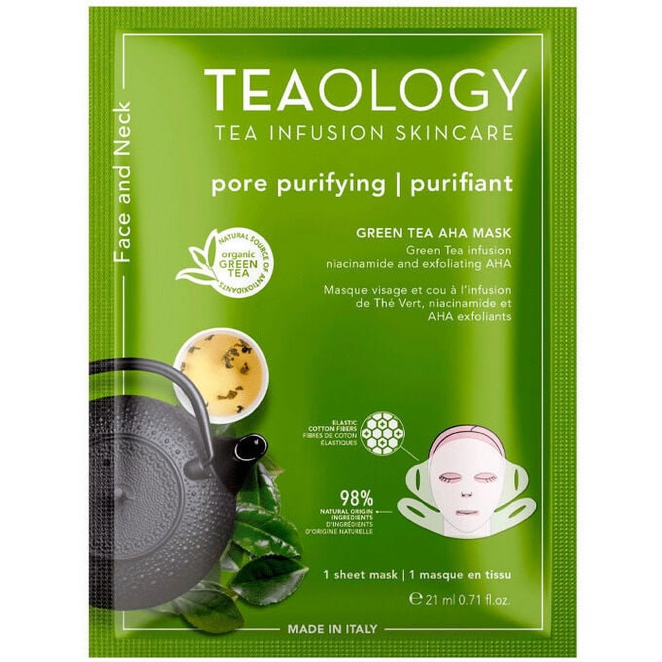 Teaology Green Tea, Niacinamide & AHA Exfoliating Neck & Face Mask ...