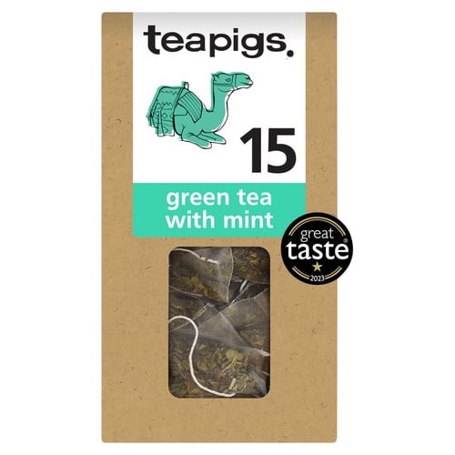 Teapigs Green Tea with Mint Tea Bags 15's, British Import (Pack of 3)