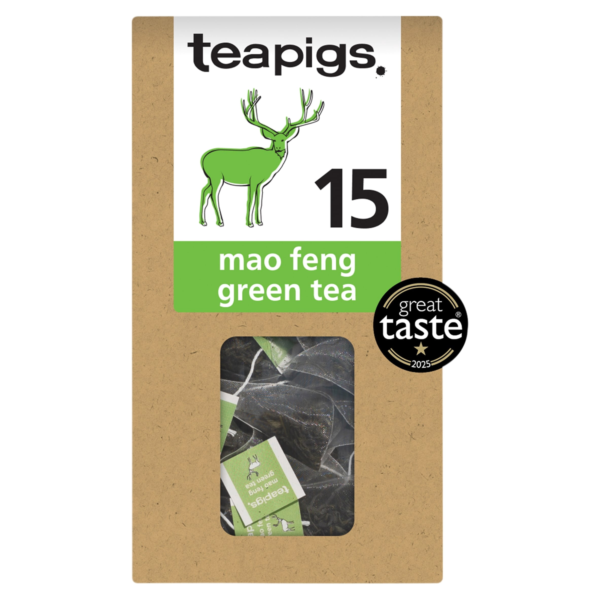 Teapigs Mao Feng Green Tea 15 Tea Bags 37.5G, Imported from Britain