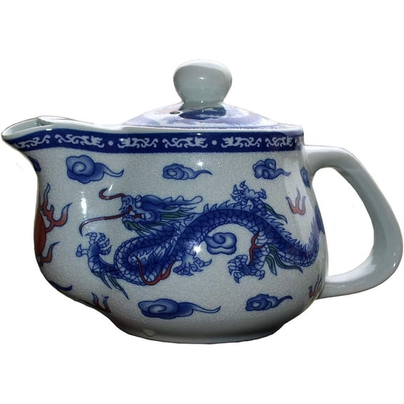 Teapot 17oz Blue White Dragon Stainless Filter Wire Infuser for Loose Tea